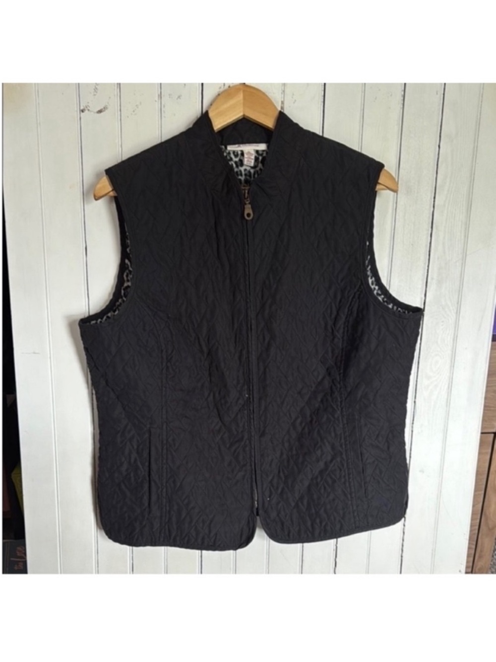 JM Collection Quilted Vest Black Size XL